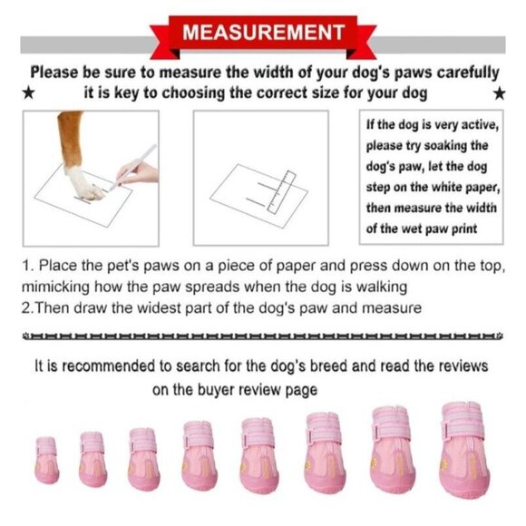 Dog Boots Size 6 L Water Proof Reflective Anti Slip Soles 4pc Set Pink Dog Boots - Picture 2 of 5